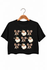 Leopard santa christmas crop top