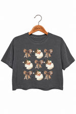 Leopard santa christmas crop top