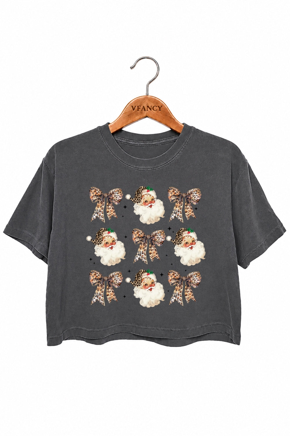 Leopard santa christmas crop top