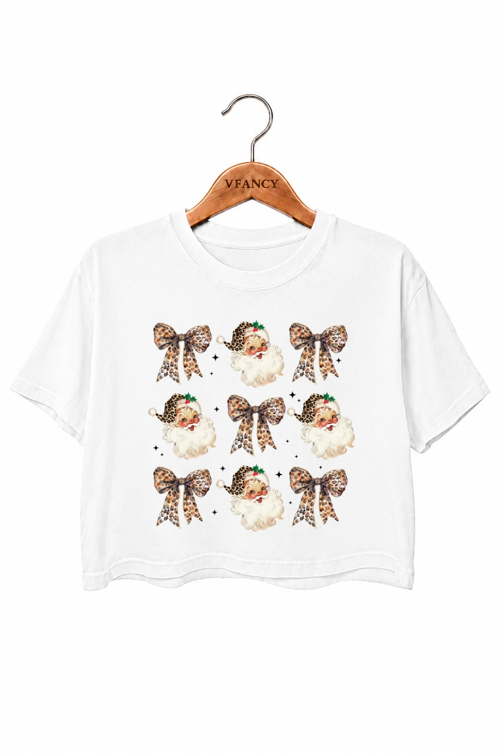 Leopard santa christmas crop top