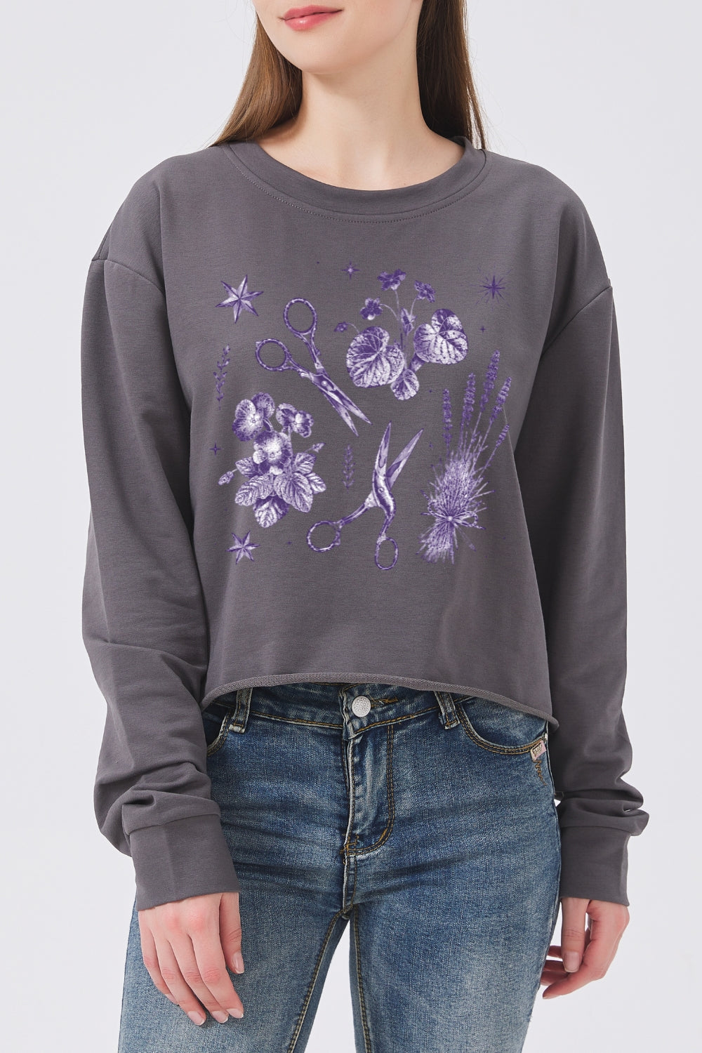 Lesbian scissors floral crop sweatshirt