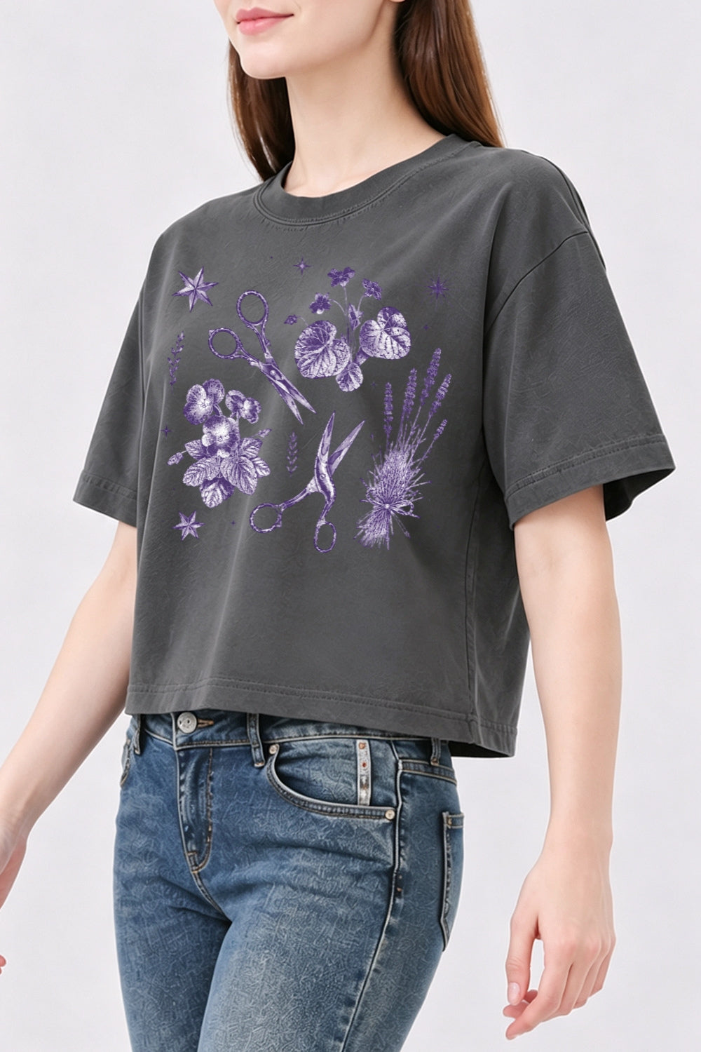Lesbian scissors floral crop top