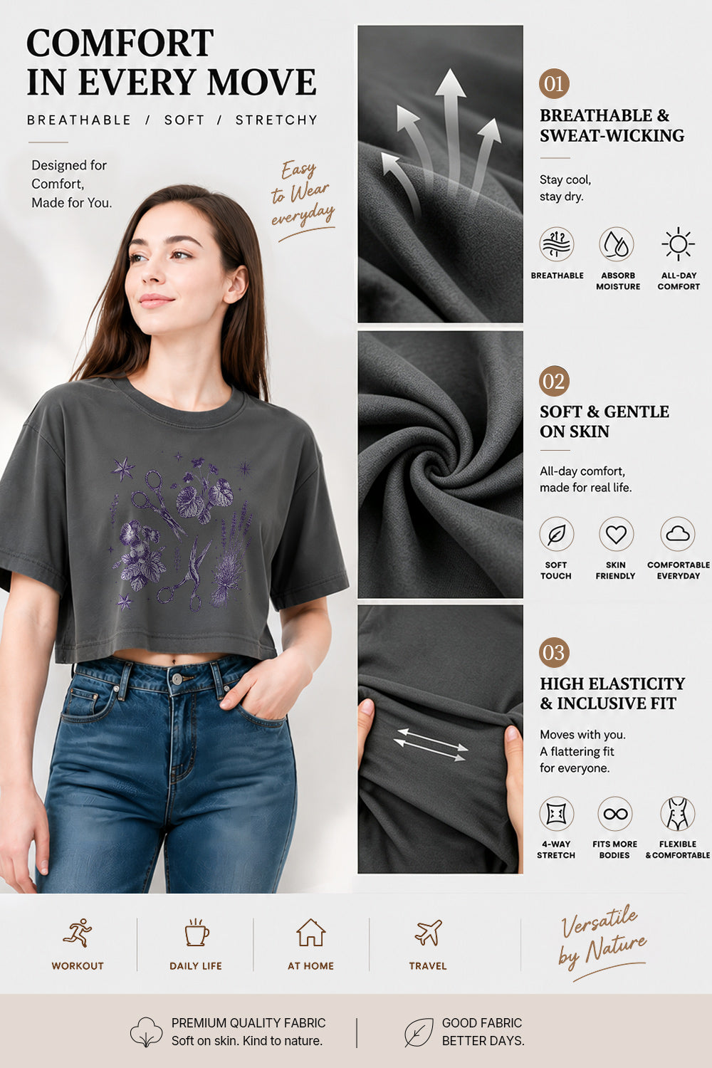 Lesbian scissors floral crop top