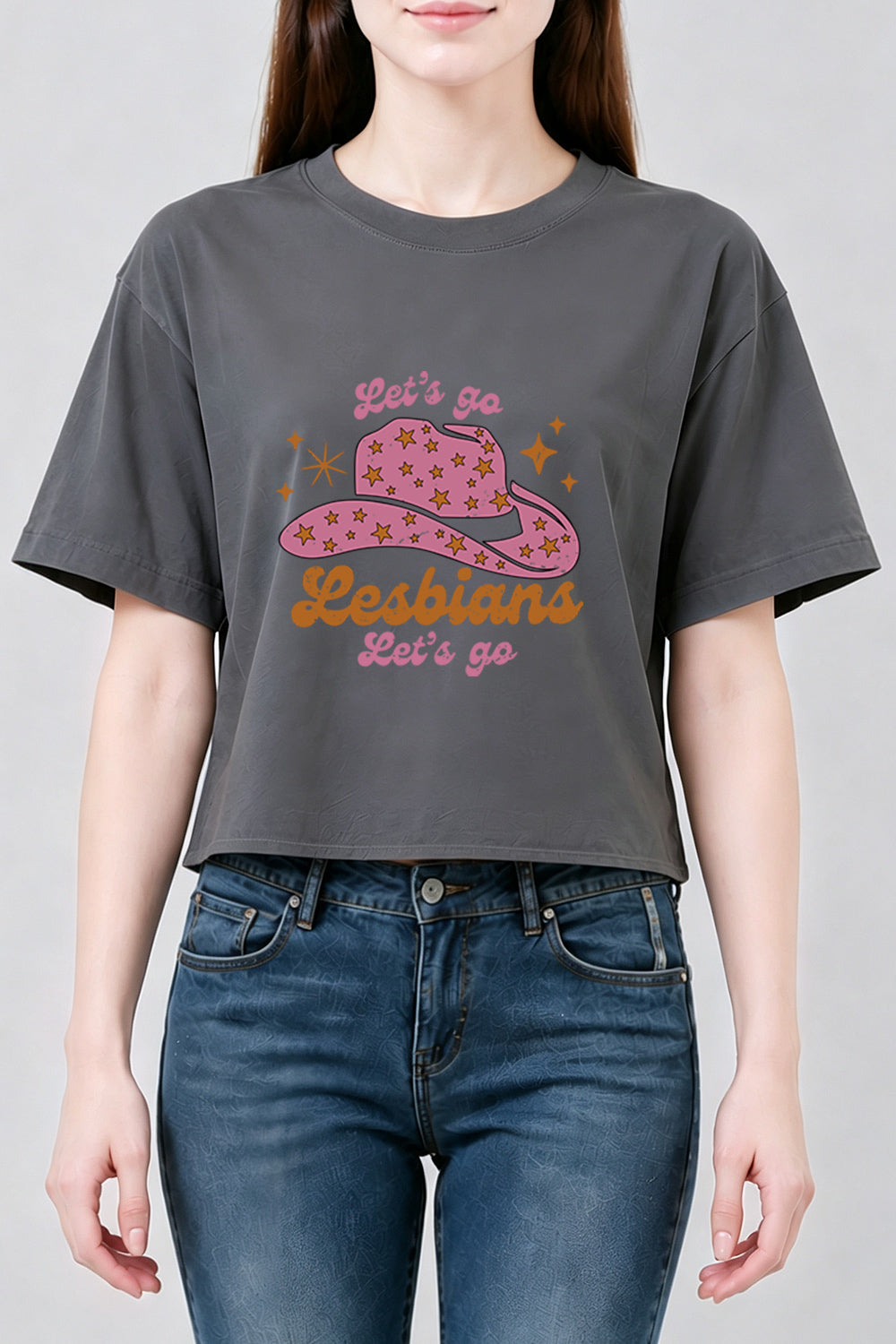 Let's go lesbians cowgirl crop top