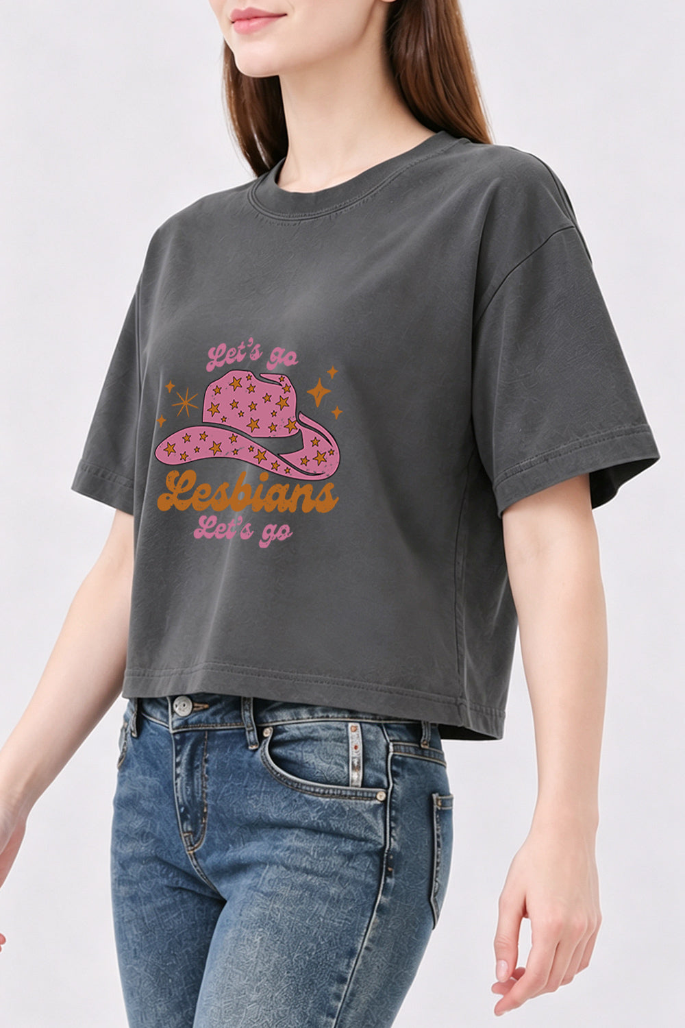 Let's go lesbians cowgirl crop top