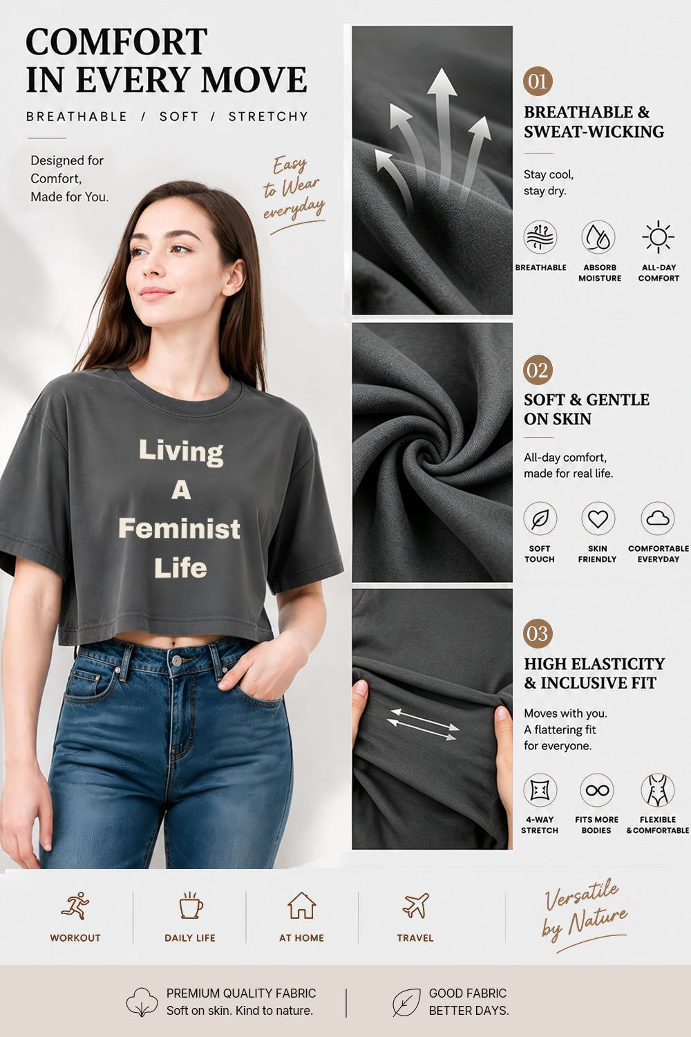 Living a feminist life crop top