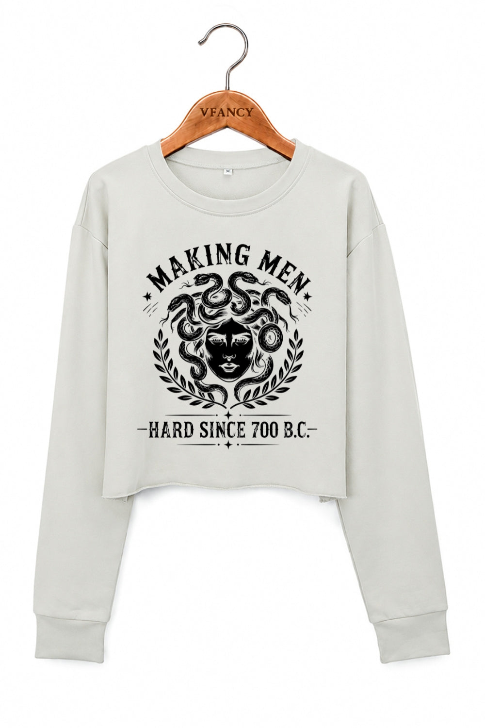 Making men hard since 700bc medusa crop sweatshirt