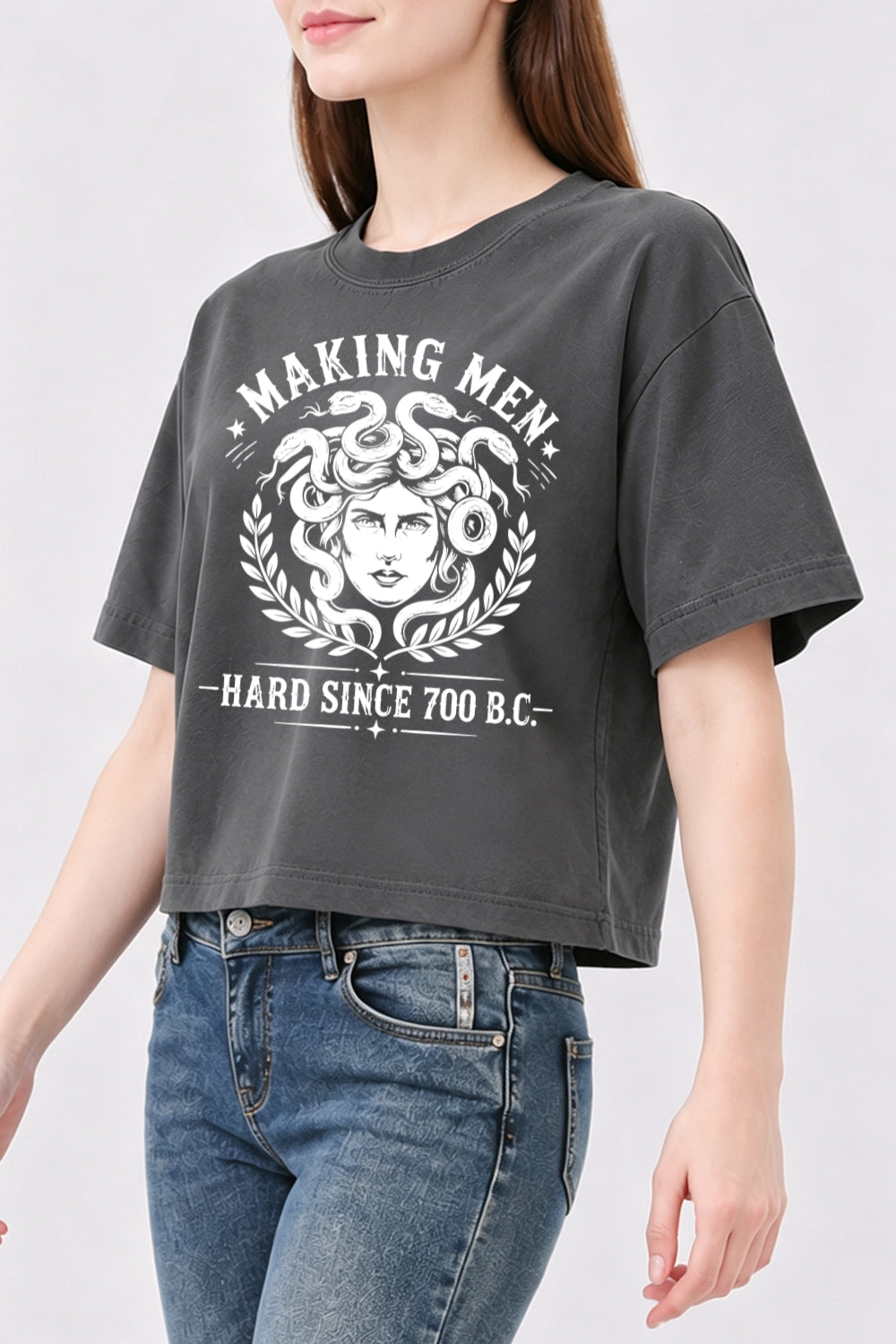 Making men hard since 700bc medusa crop top