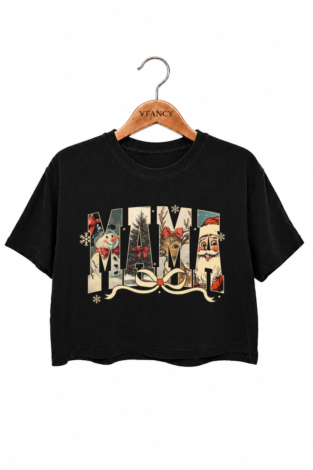 Mama christmas bow crop top