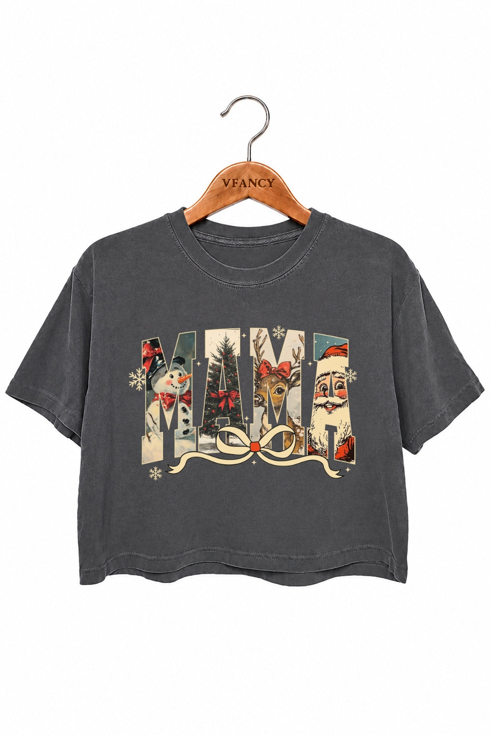 Mama christmas bow crop top