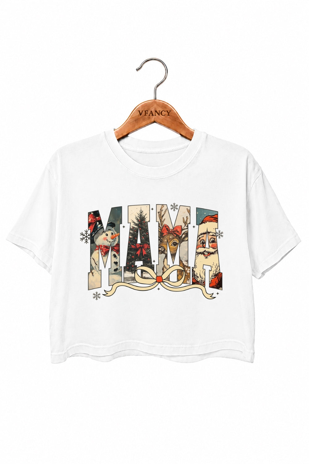Mama christmas bow crop top