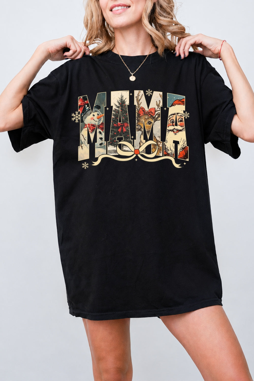Mama christmas bow tee