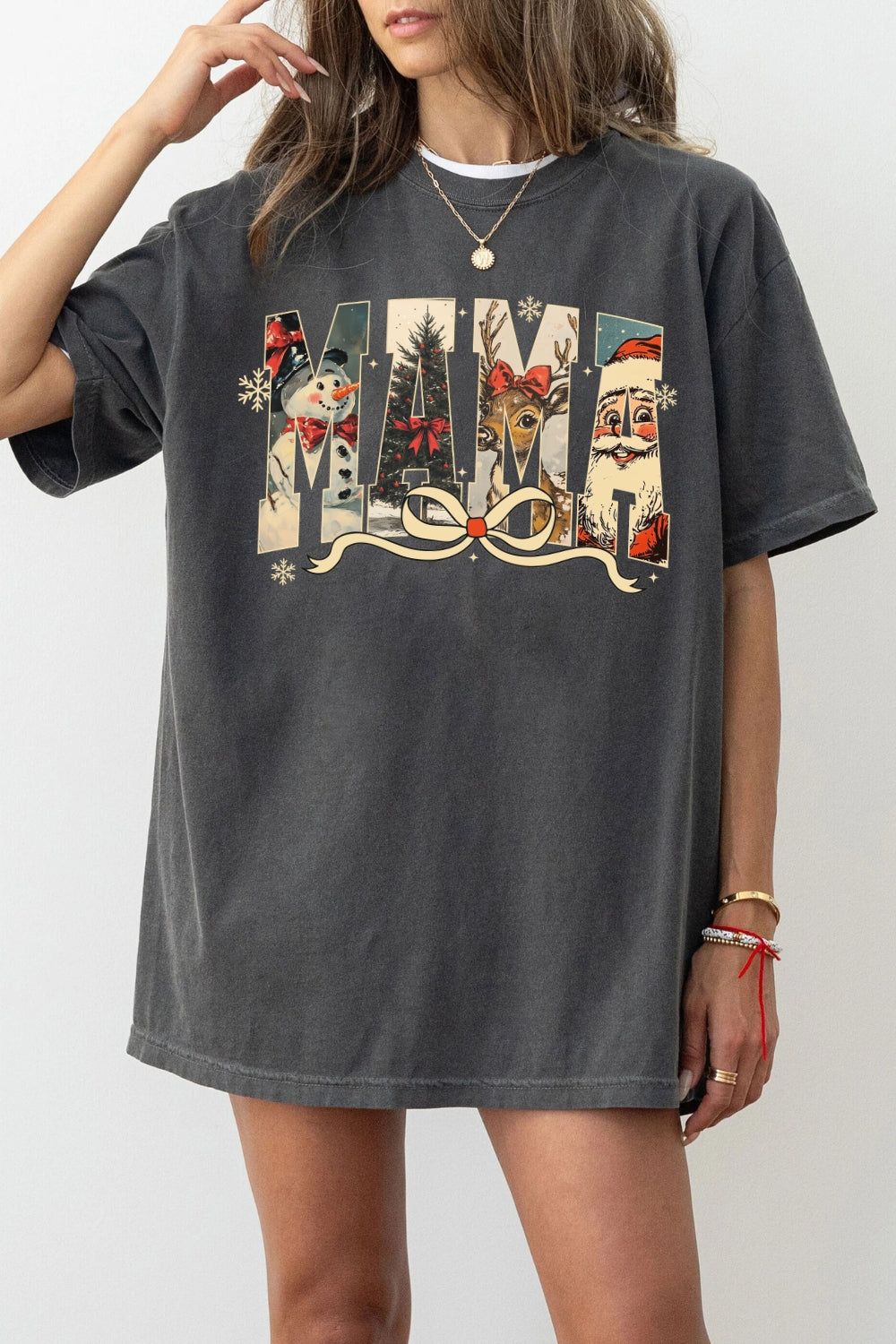 Mama christmas bow tee