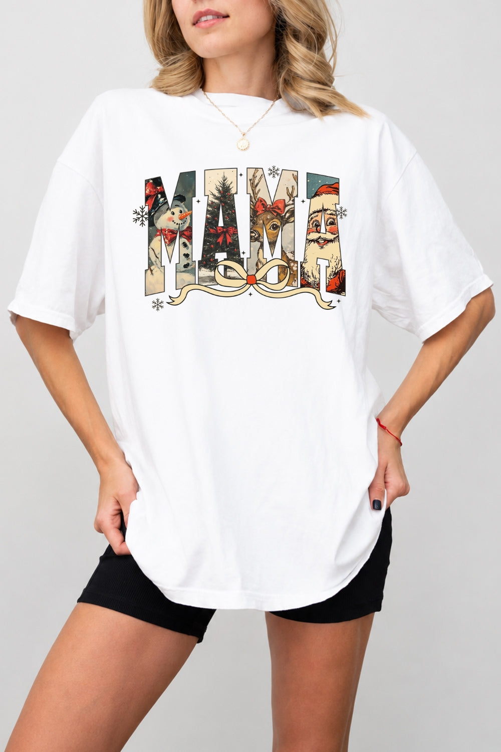 Mama christmas bow tee