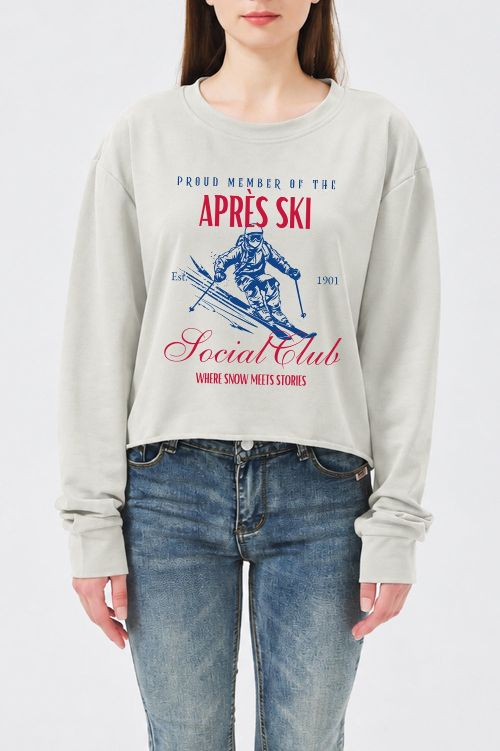 Member of the apres ski club crop sweatshirt