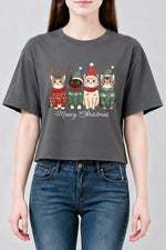 Meowy christmas cats crop top