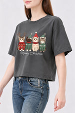 Meowy christmas cats crop top
