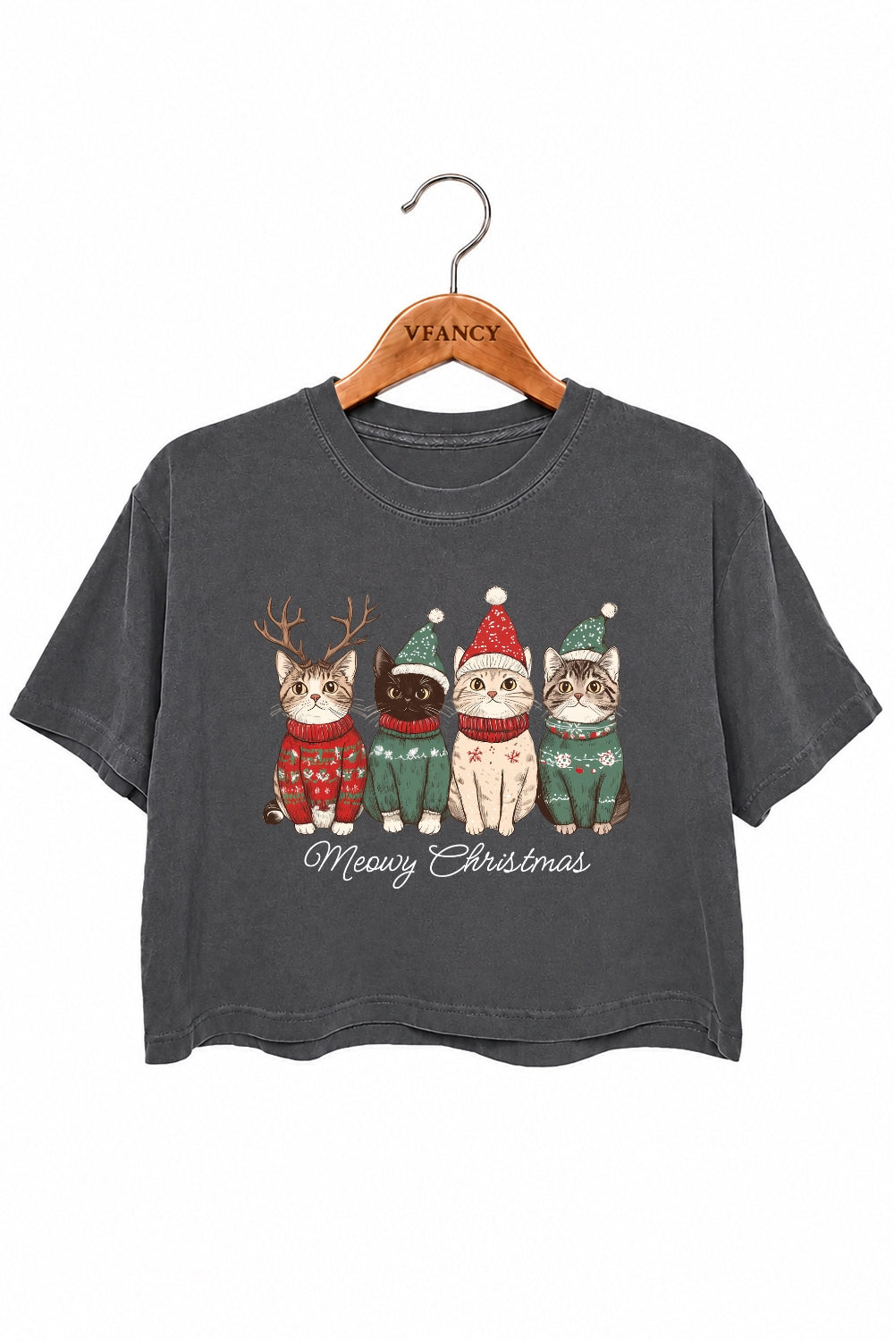 Meowy christmas cats crop top