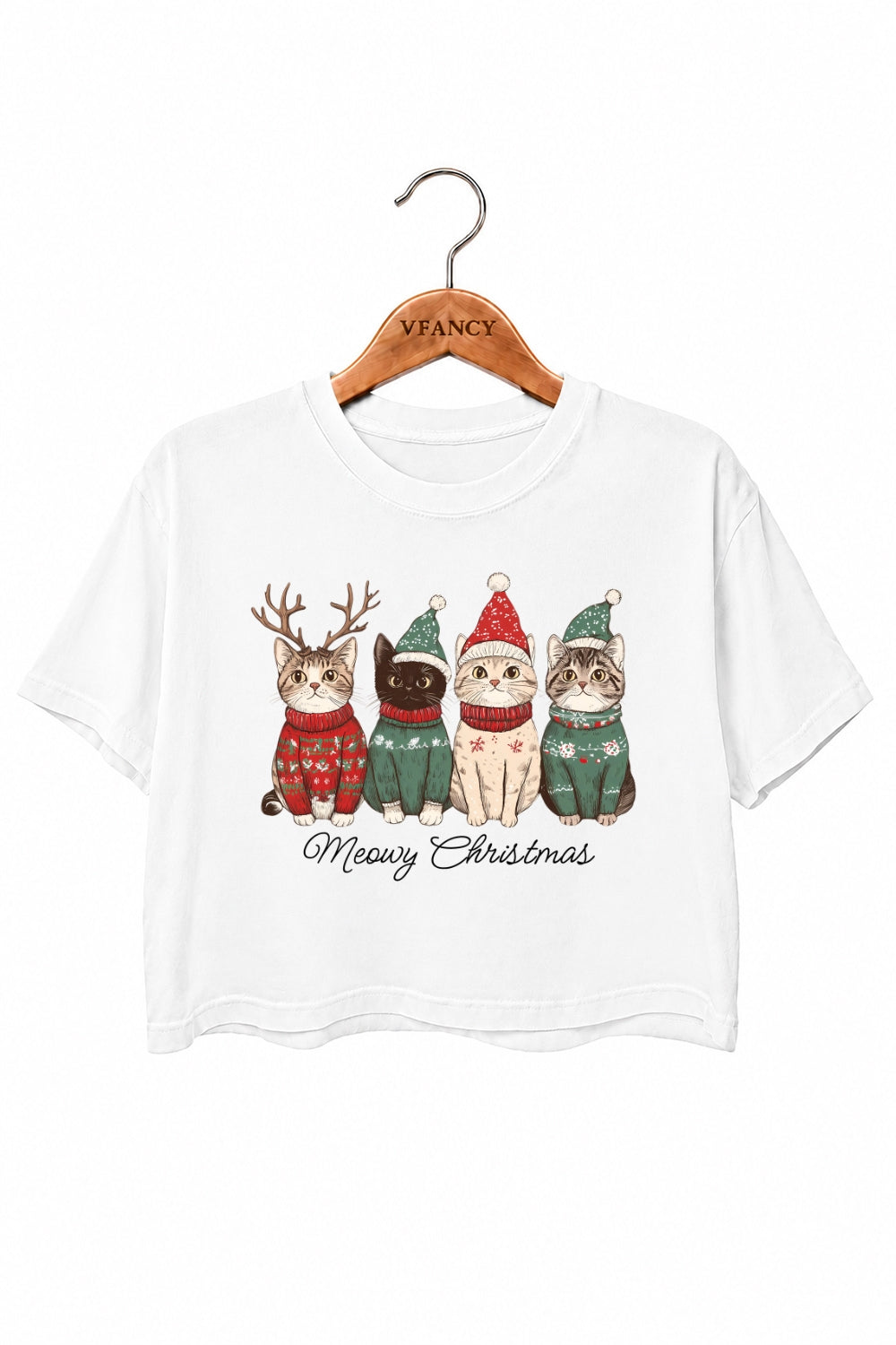 Meowy christmas cats crop top