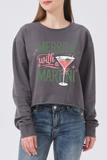 Merrier with martni christmas crop sweatshirt