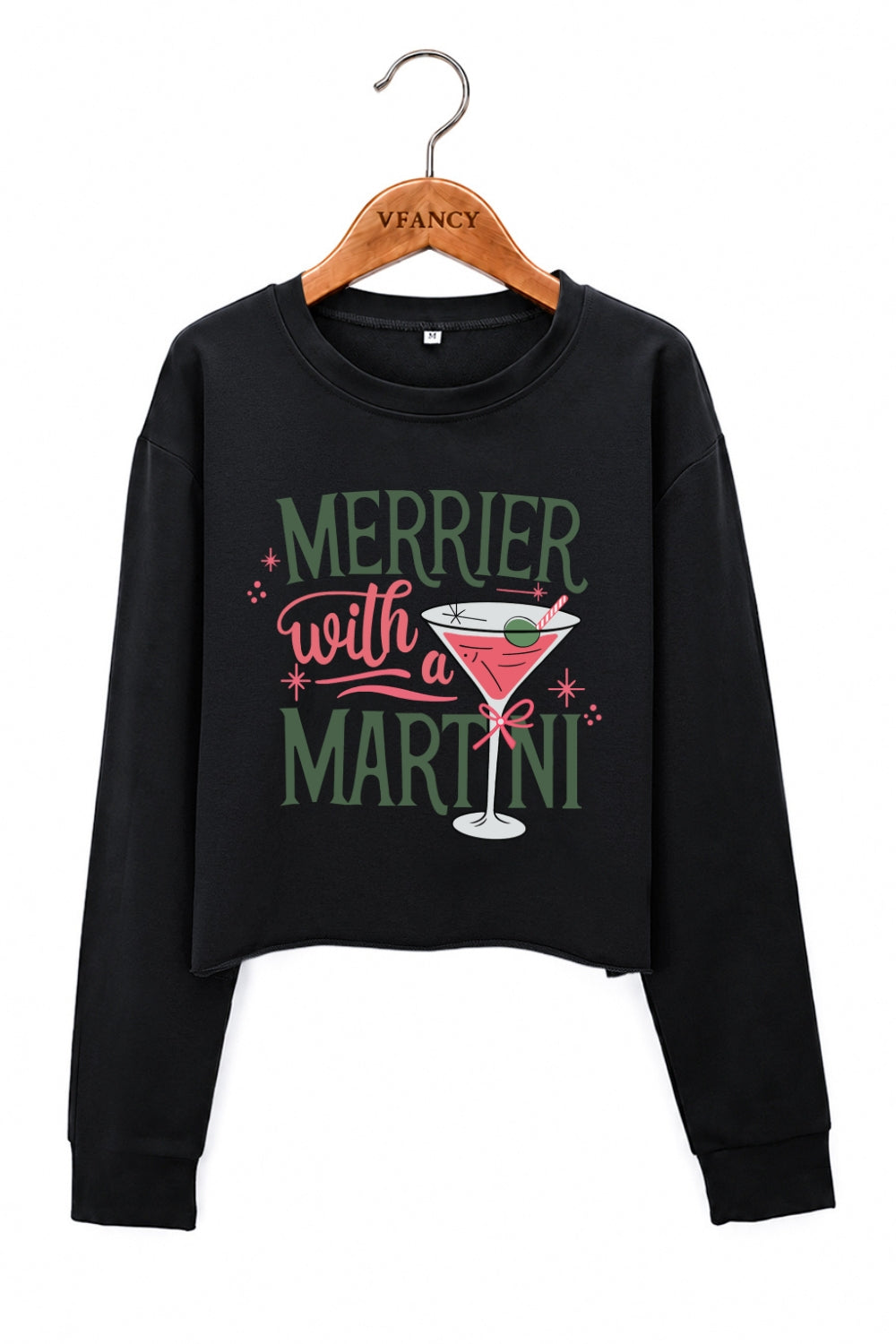 Merrier with martni christmas crop sweatshirt