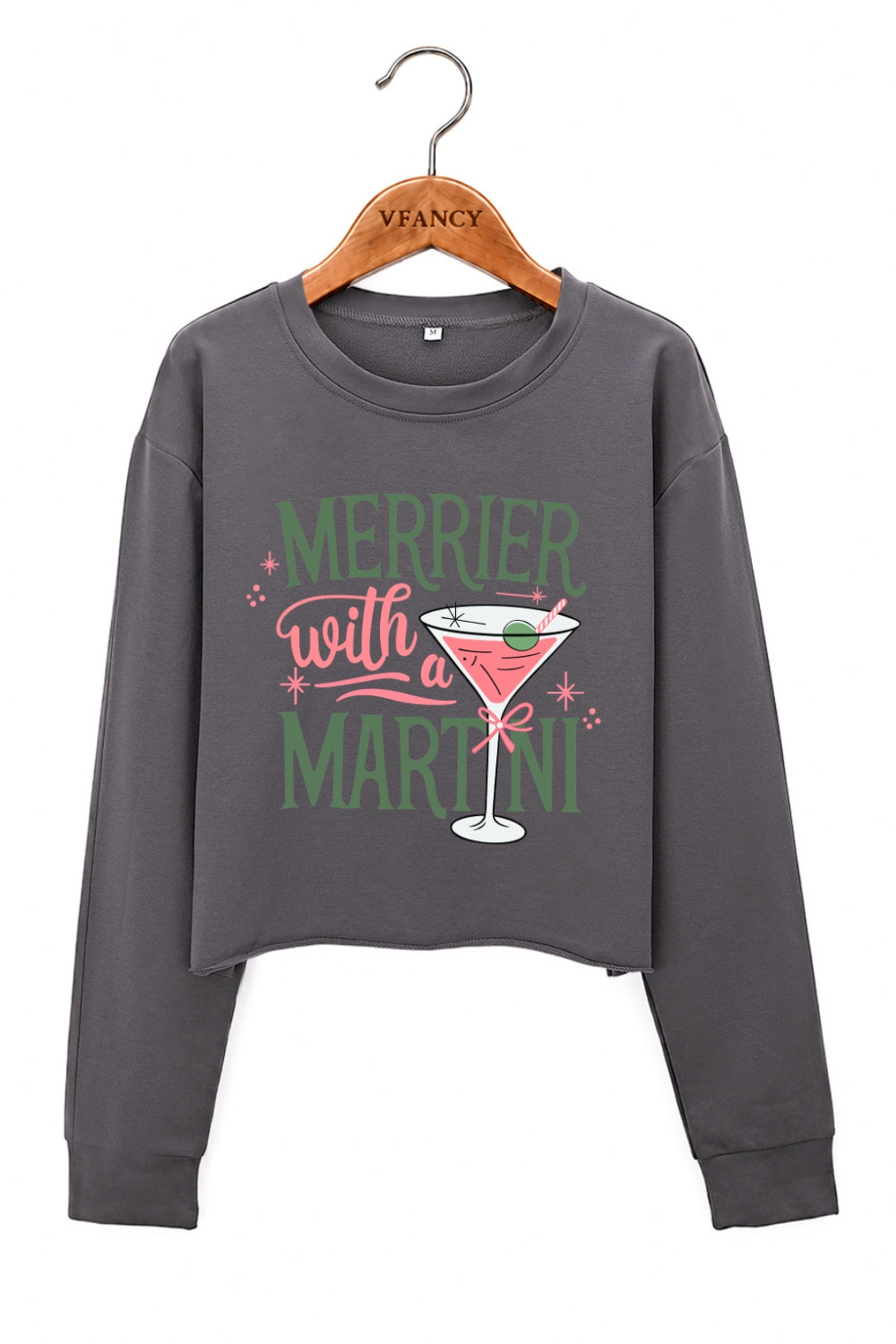 Merrier with martni christmas crop sweatshirt