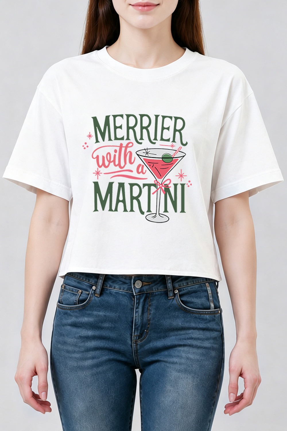 Merrier with martni christmas crop top