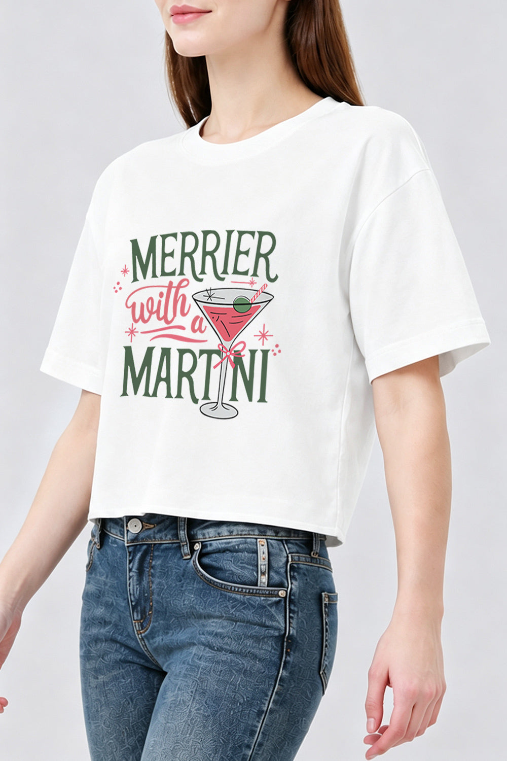 Merrier with martni christmas crop top