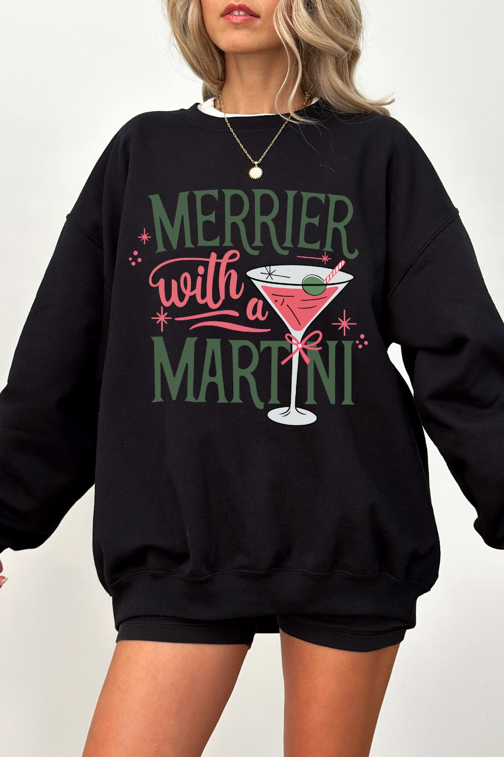 Merrier with martni christmas sweatshirt