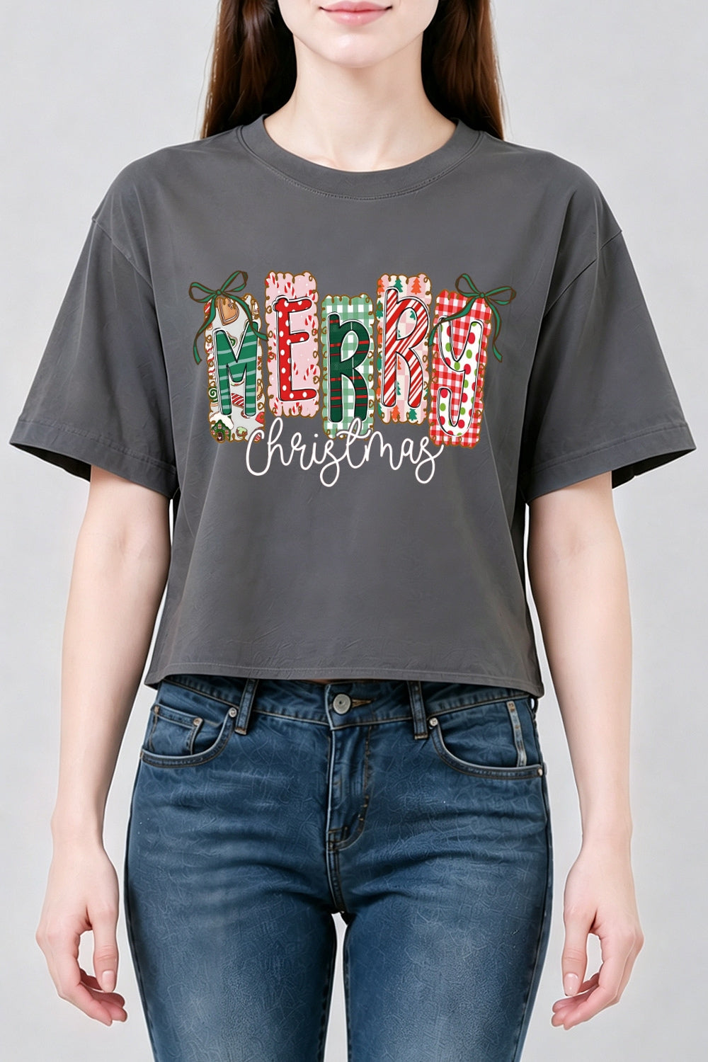 Merry christmas bows crop top