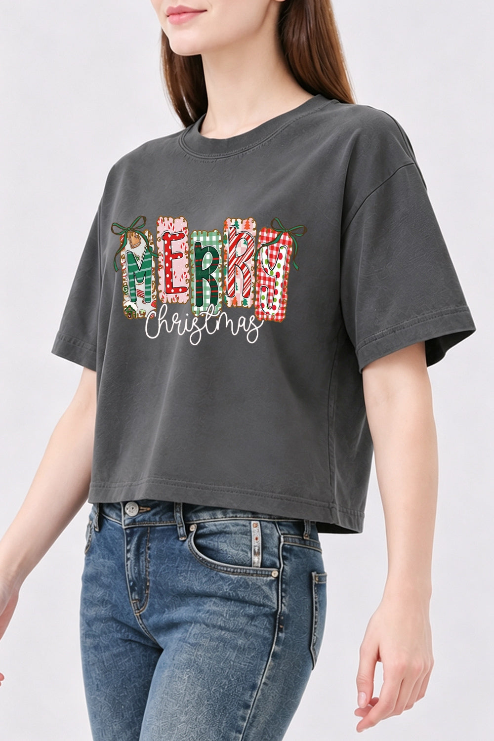 Merry christmas bows crop top