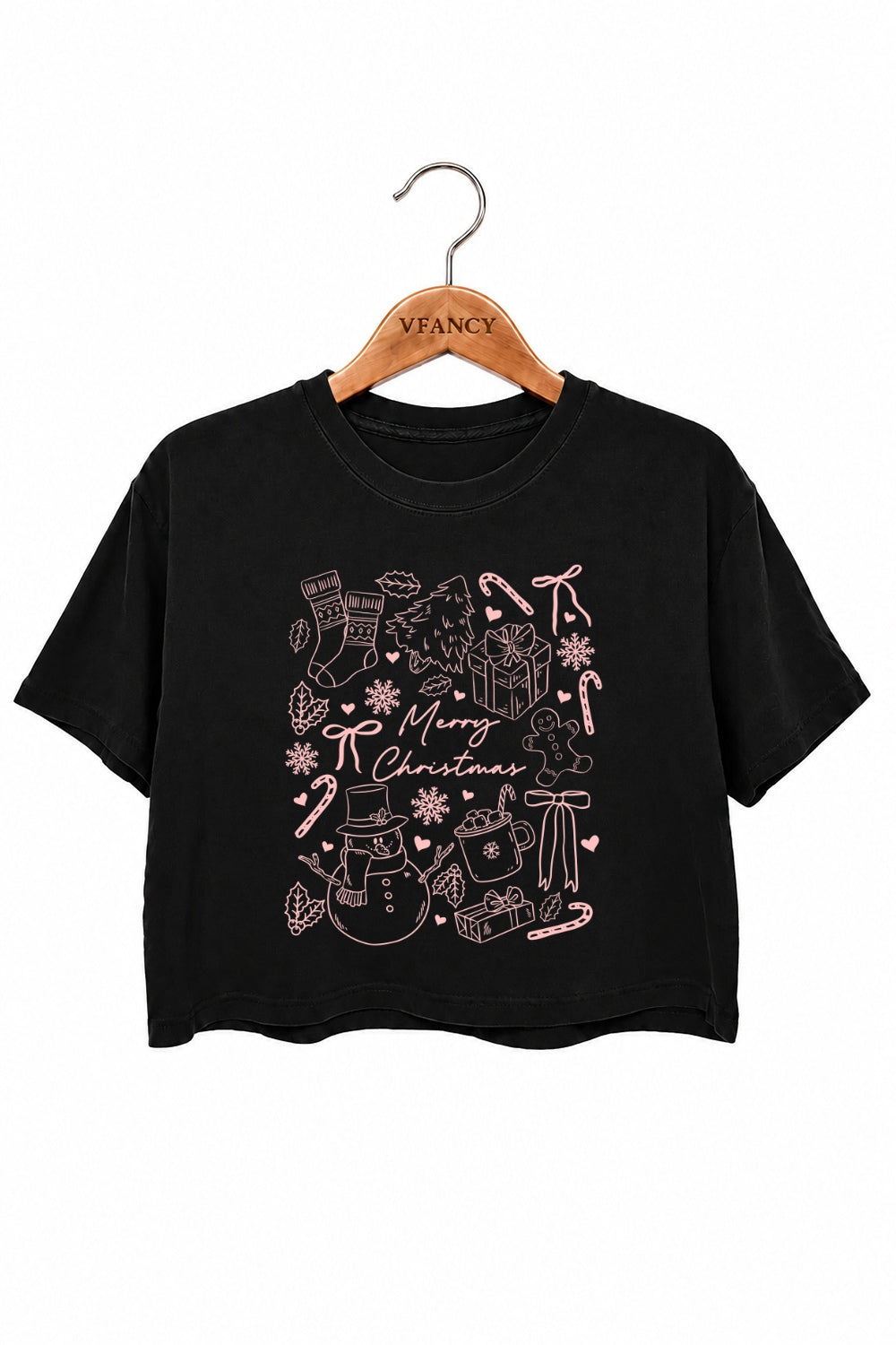 Merry christmas cute drawing crop top