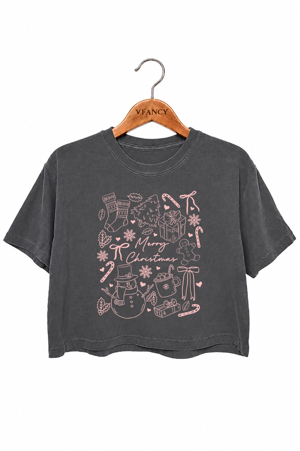 Merry christmas cute drawing crop top