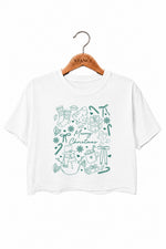 Merry christmas cute drawing crop top