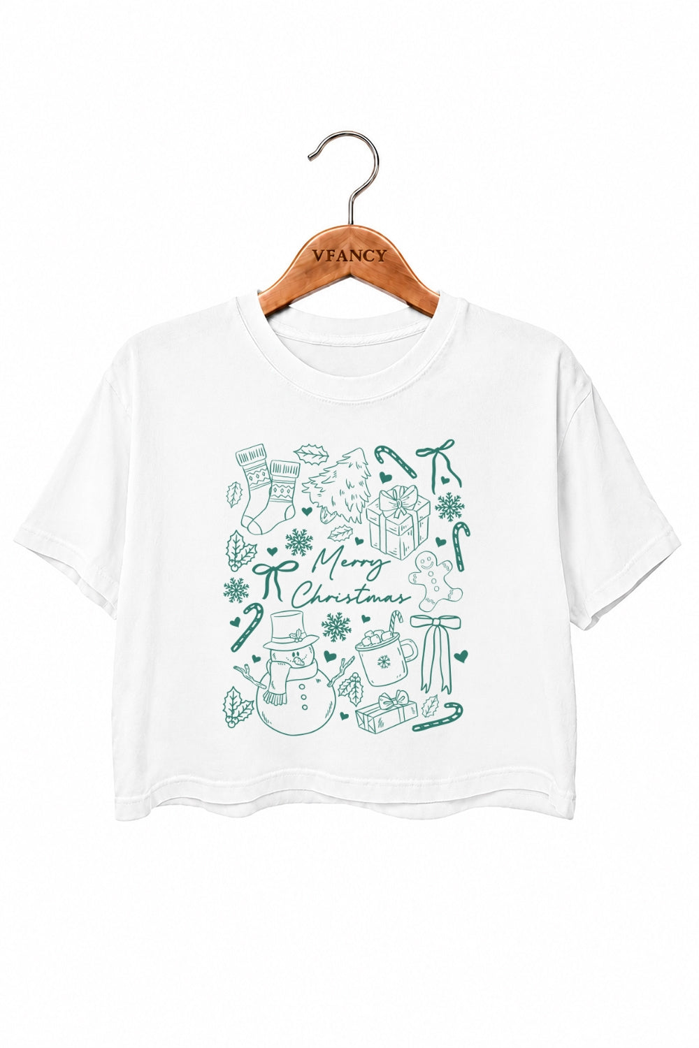 Merry christmas cute drawing crop top