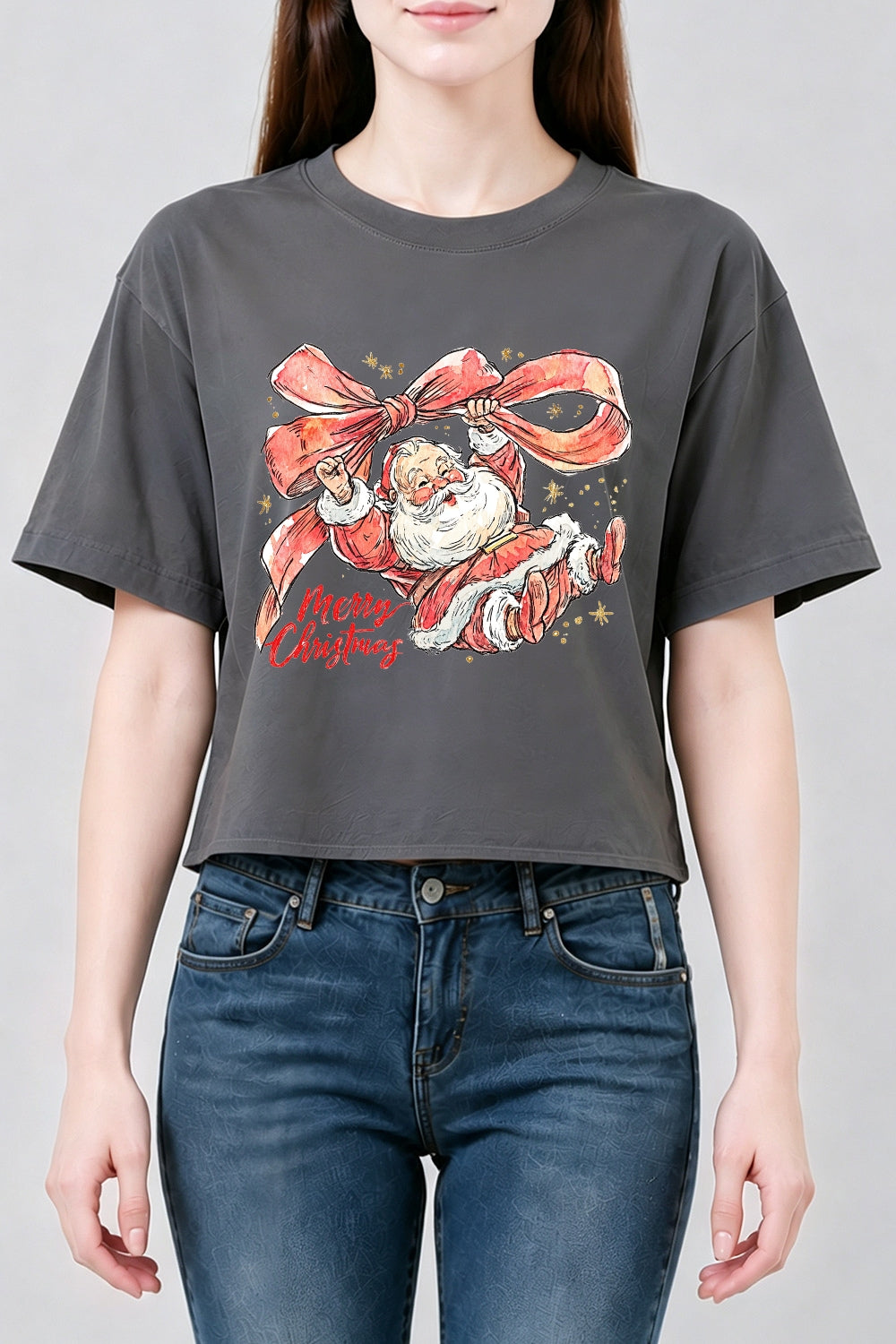 Merry christmas cute santa crop top