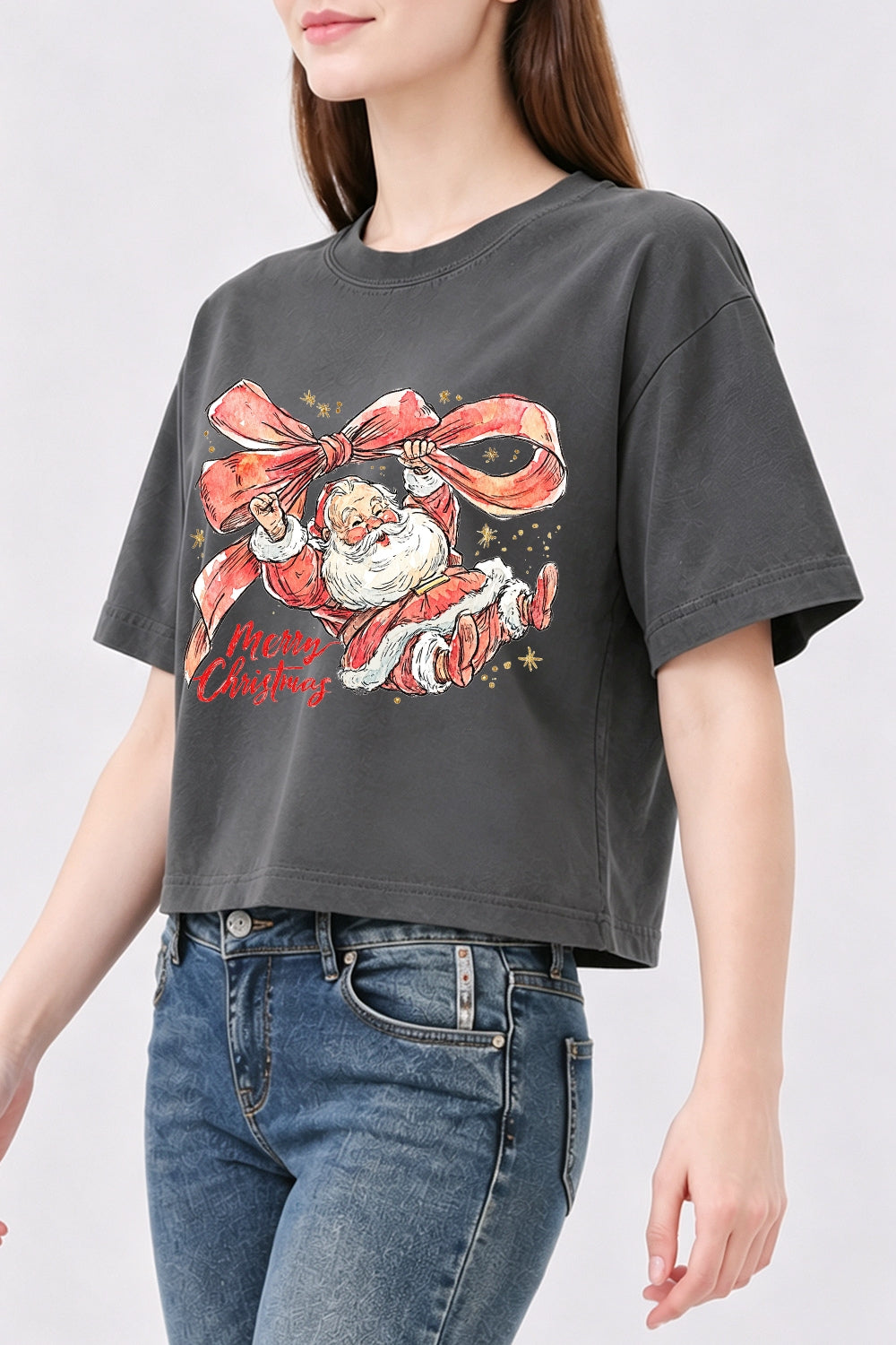 Merry christmas cute santa crop top