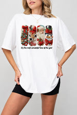 Merry christmas faux-knit print tee