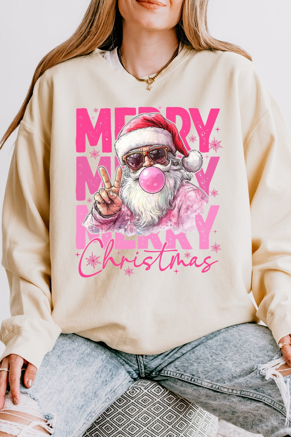 Merry christmas santa blowing bubble sweatshirt