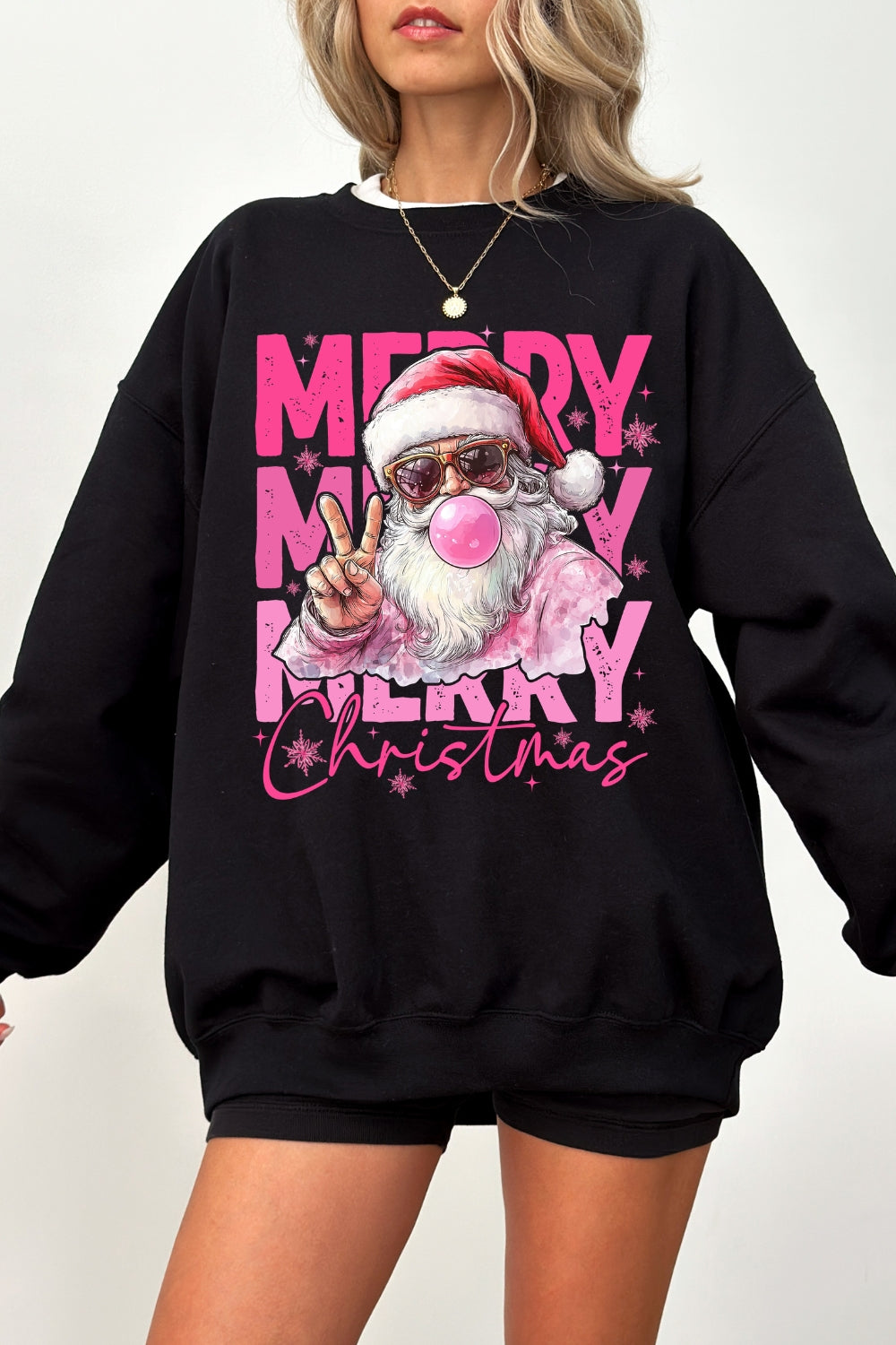 Merry christmas santa blowing bubble sweatshirt