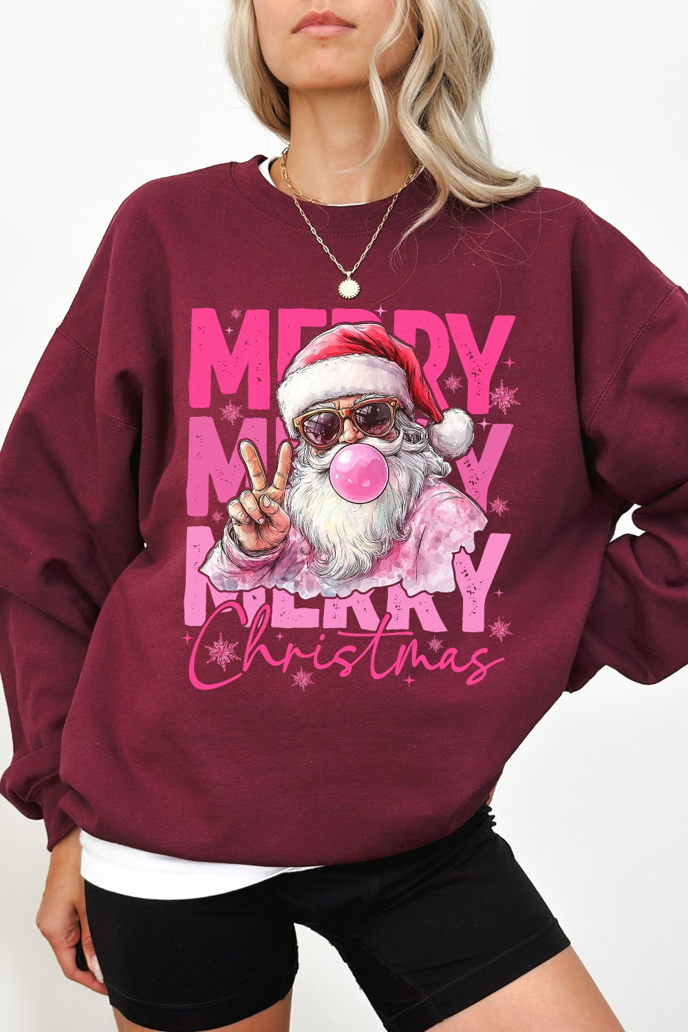 Merry christmas santa blowing bubble sweatshirt