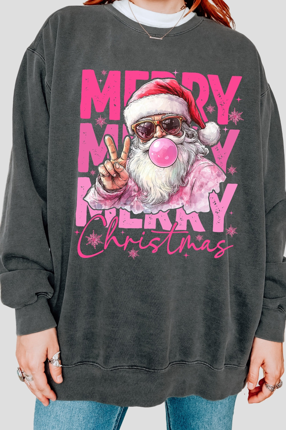 Merry christmas santa blowing bubble sweatshirt