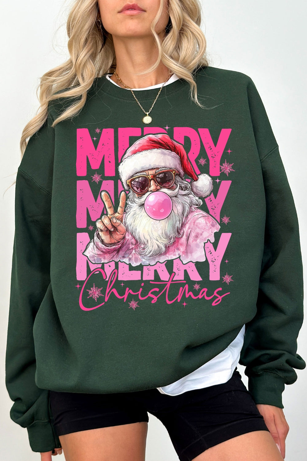 Merry christmas santa blowing bubble sweatshirt
