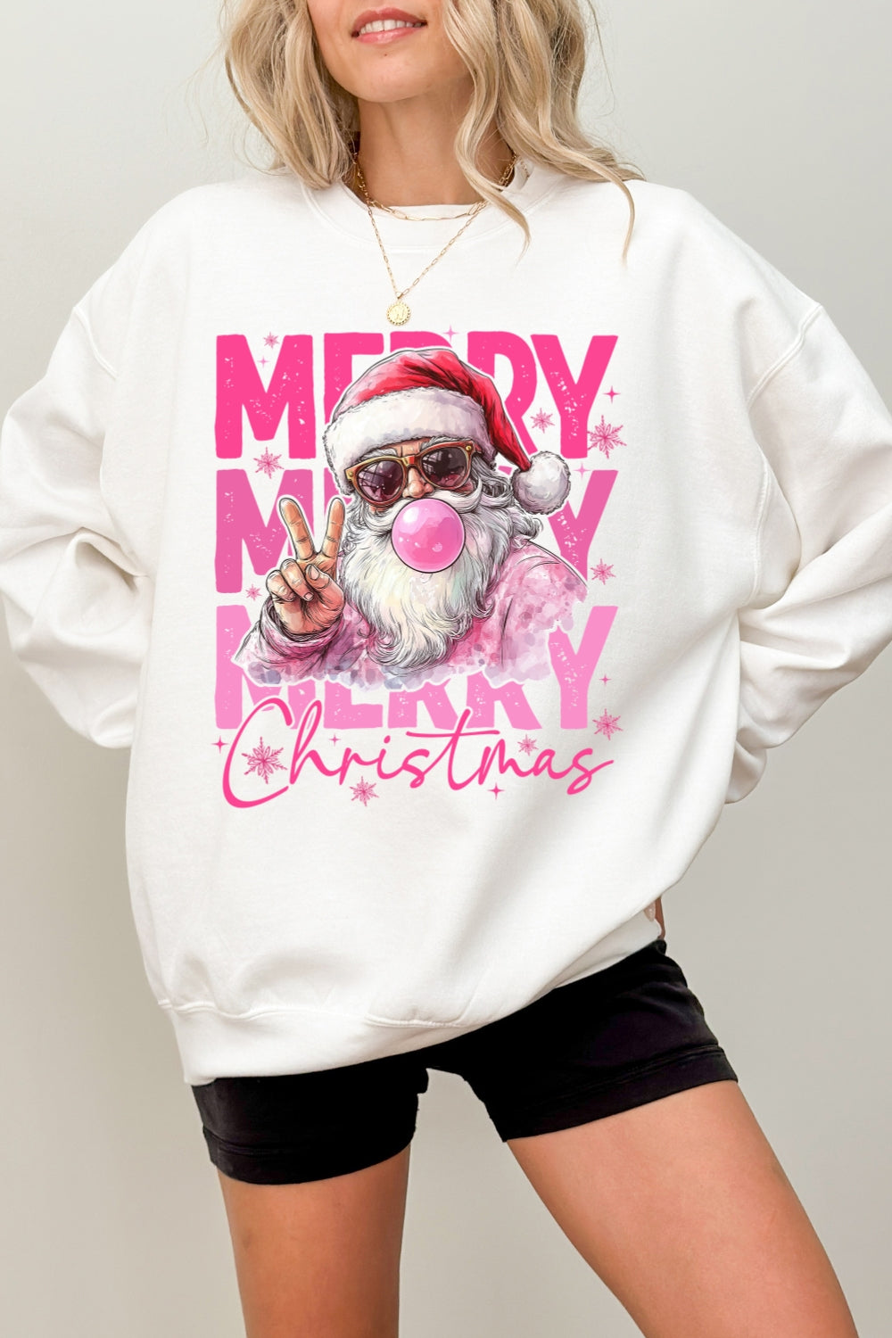Merry christmas santa blowing bubble sweatshirt
