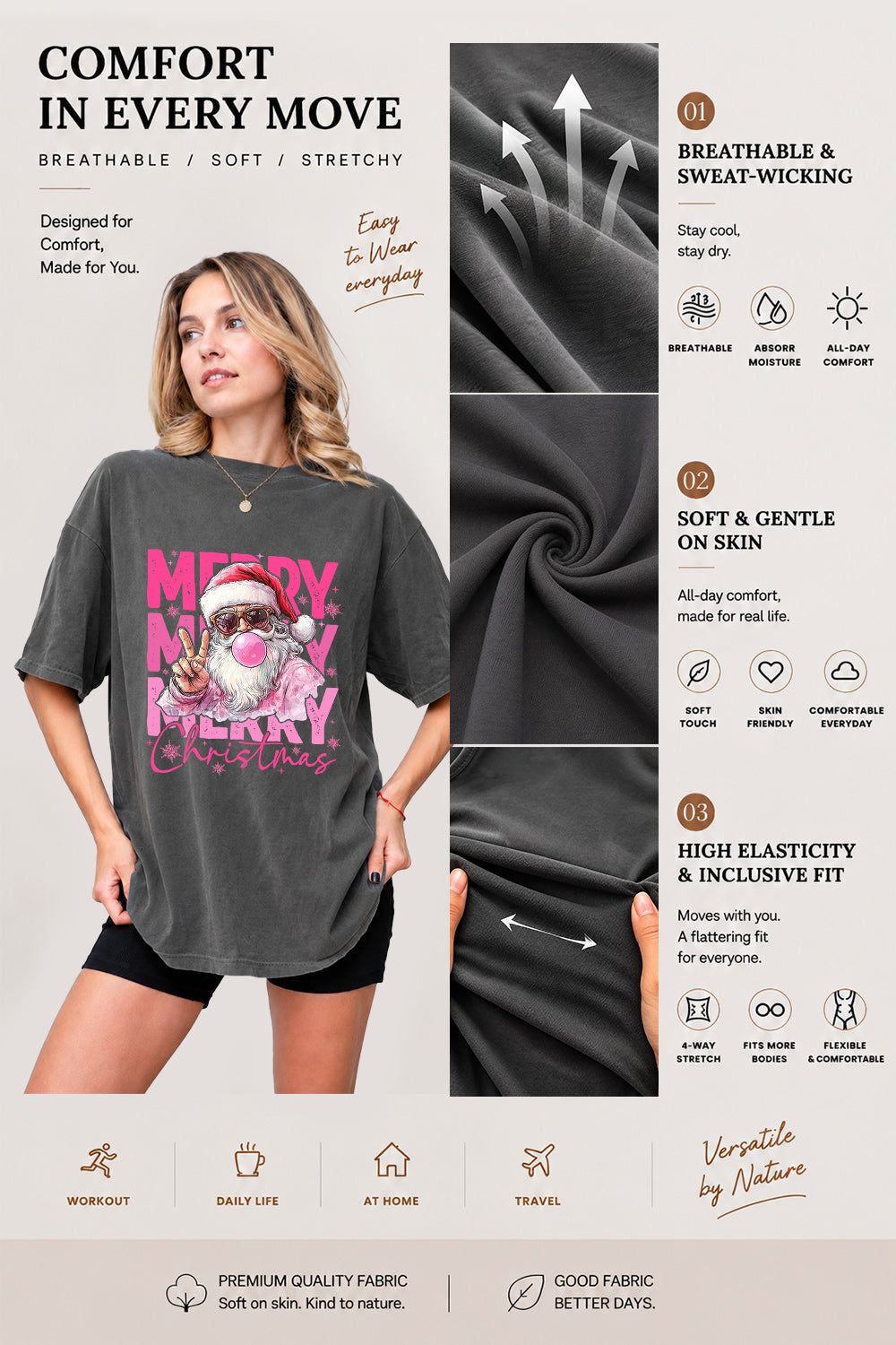 Merry christmas santa blowing bubble tee