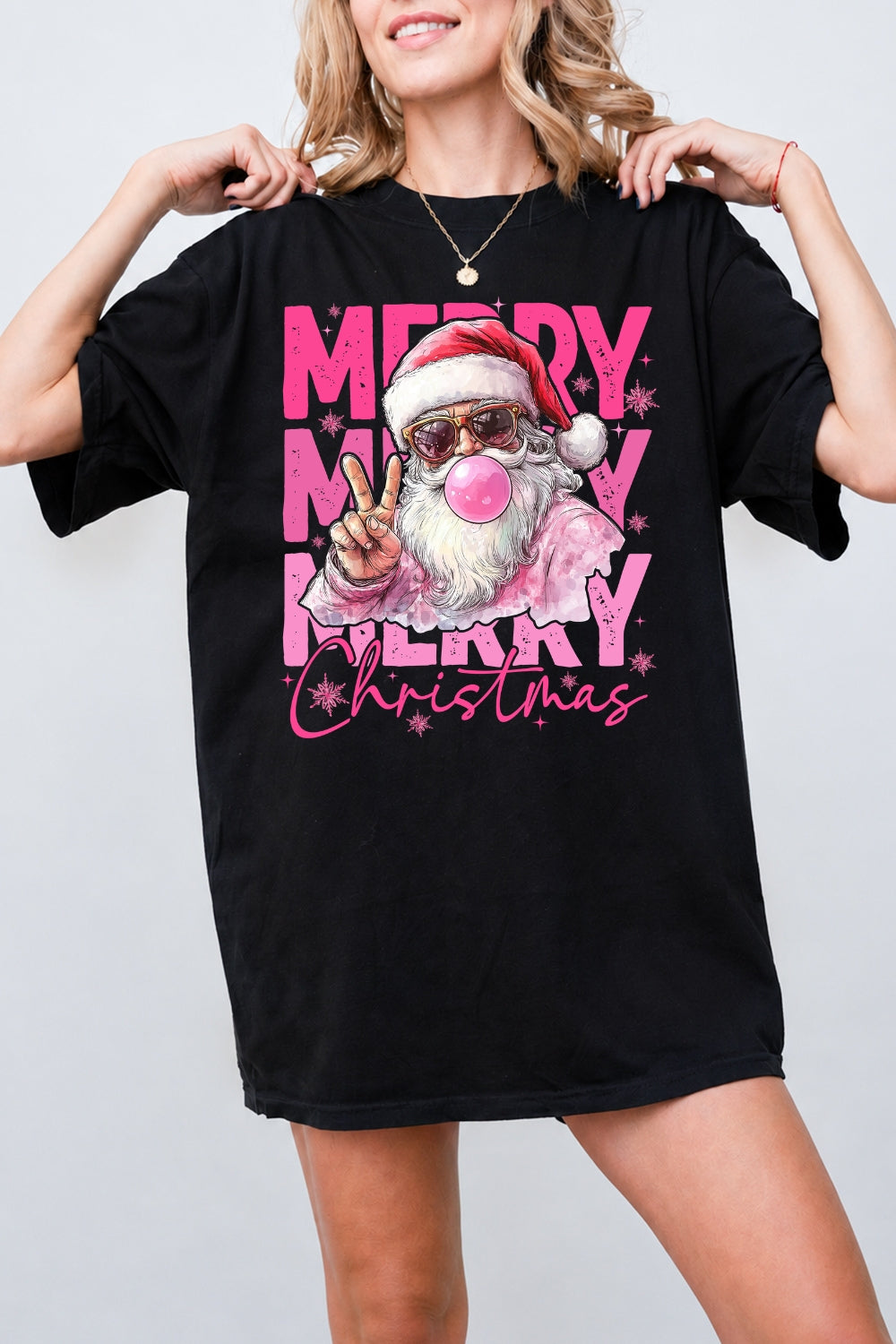 Merry christmas santa blowing bubble tee