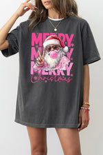 Merry christmas santa blowing bubble tee
