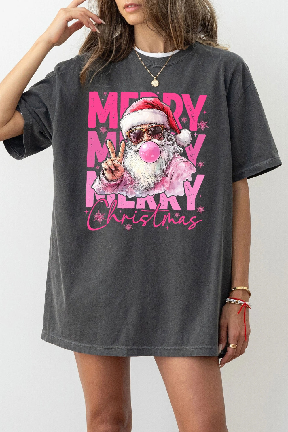 Merry christmas santa blowing bubble tee
