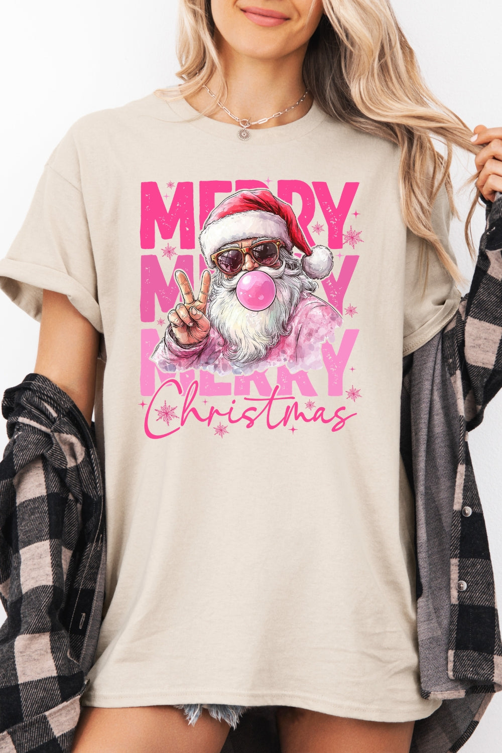 Merry christmas santa blowing bubble tee