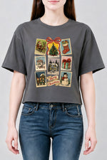 Merry christmas stamps crop top